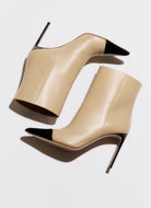 two tones pointed boots black and beige heel height 95mm
