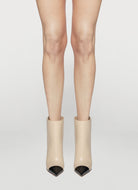 two tones pointed boots black and beige heel height 95mm