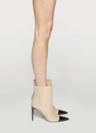 two tones pointed boots black and beige heel height 95mm