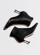 black soft bootie with a zip and button closure on the back heel hight 95mm
