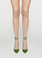 green ankle strap slingback