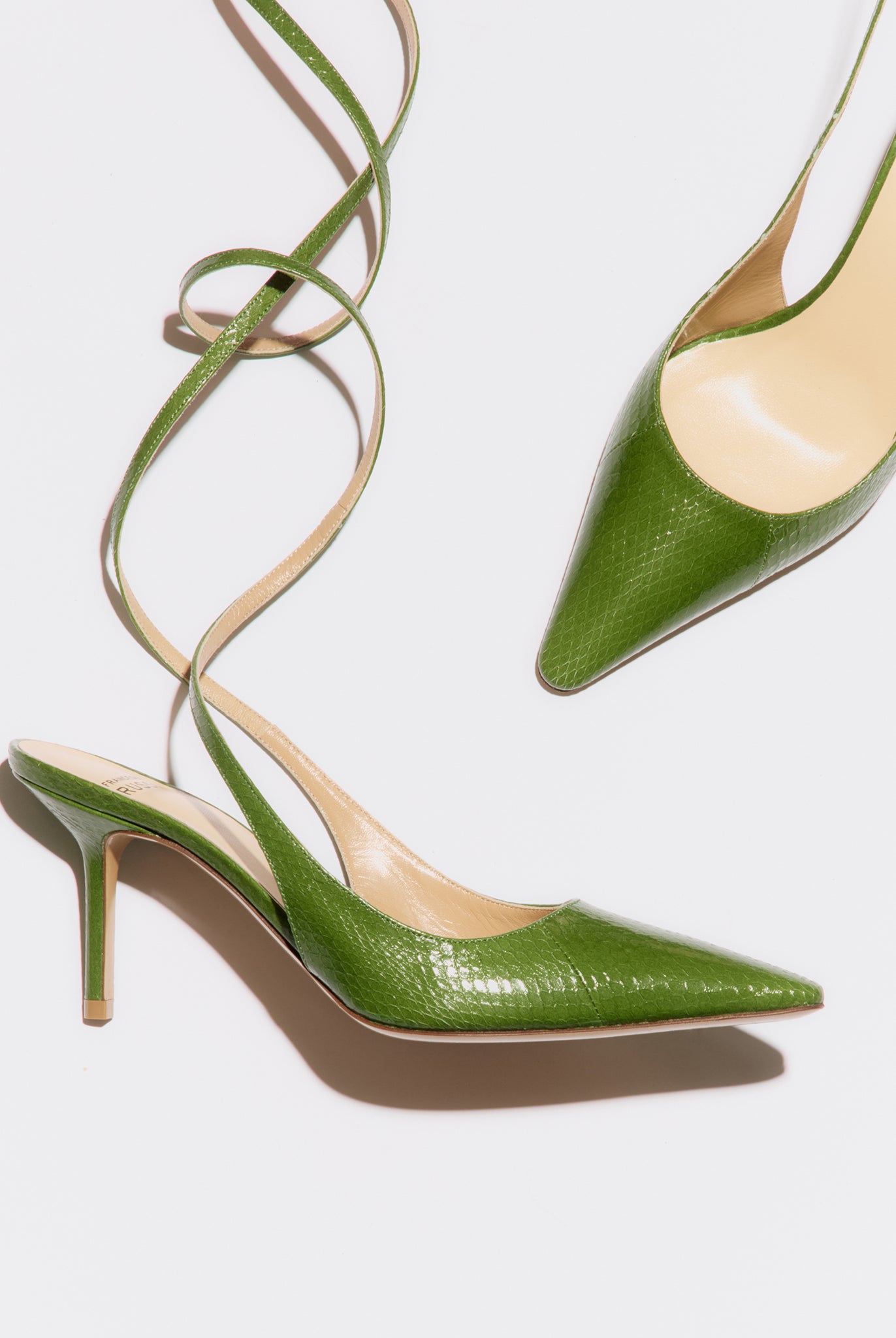 green ankle strap slingback