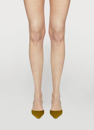 olive green low heeled slingback in haircalf