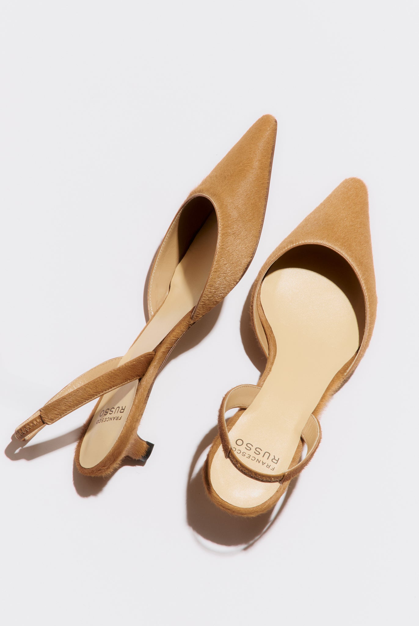 sand low heeled slingback in haircalf