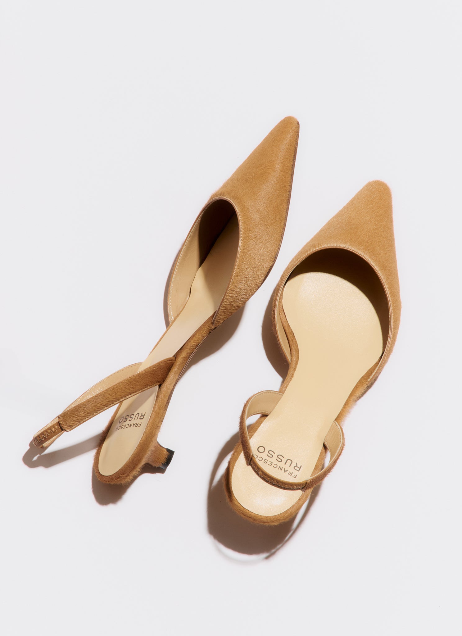 sand low heeled slingback in haircalf