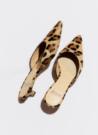 leopard low heeled mule in printed haircalf