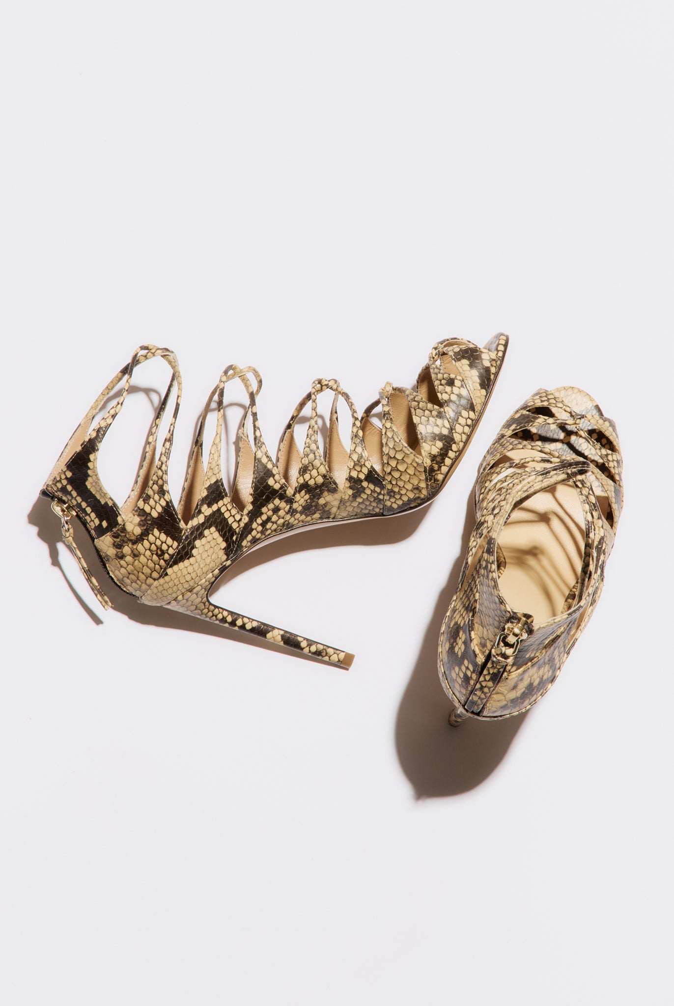 laced sandal in matt watersnake tan