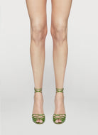 Green high-heeled laced sandal