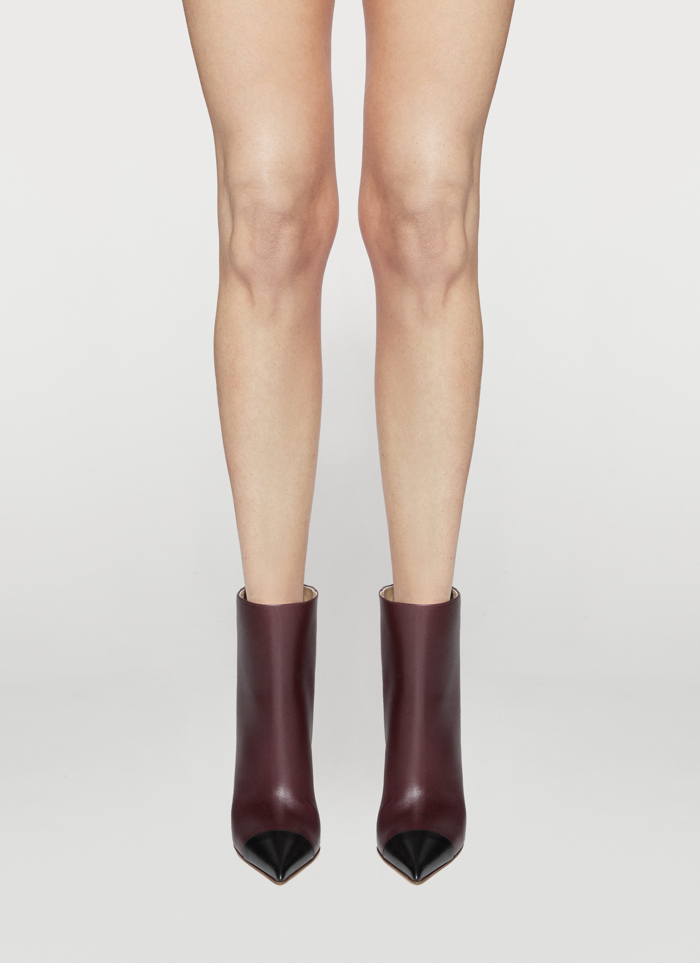 two tones pointed boots black and bordeaux heel height 95mm