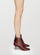 bordeaux soft bootie with a zip and button closure on the back heel hight 95mm