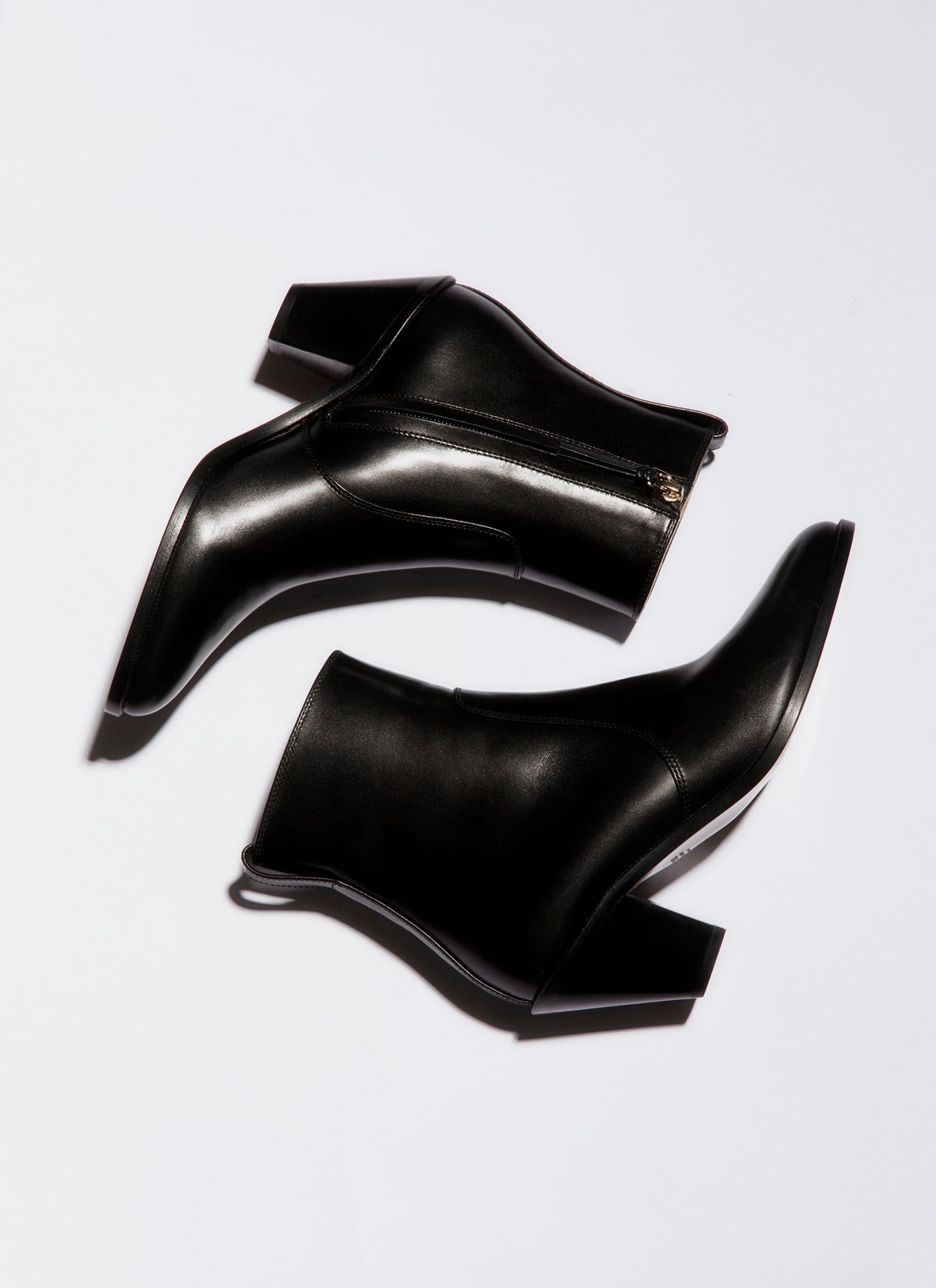 cowboy bootie in black leather