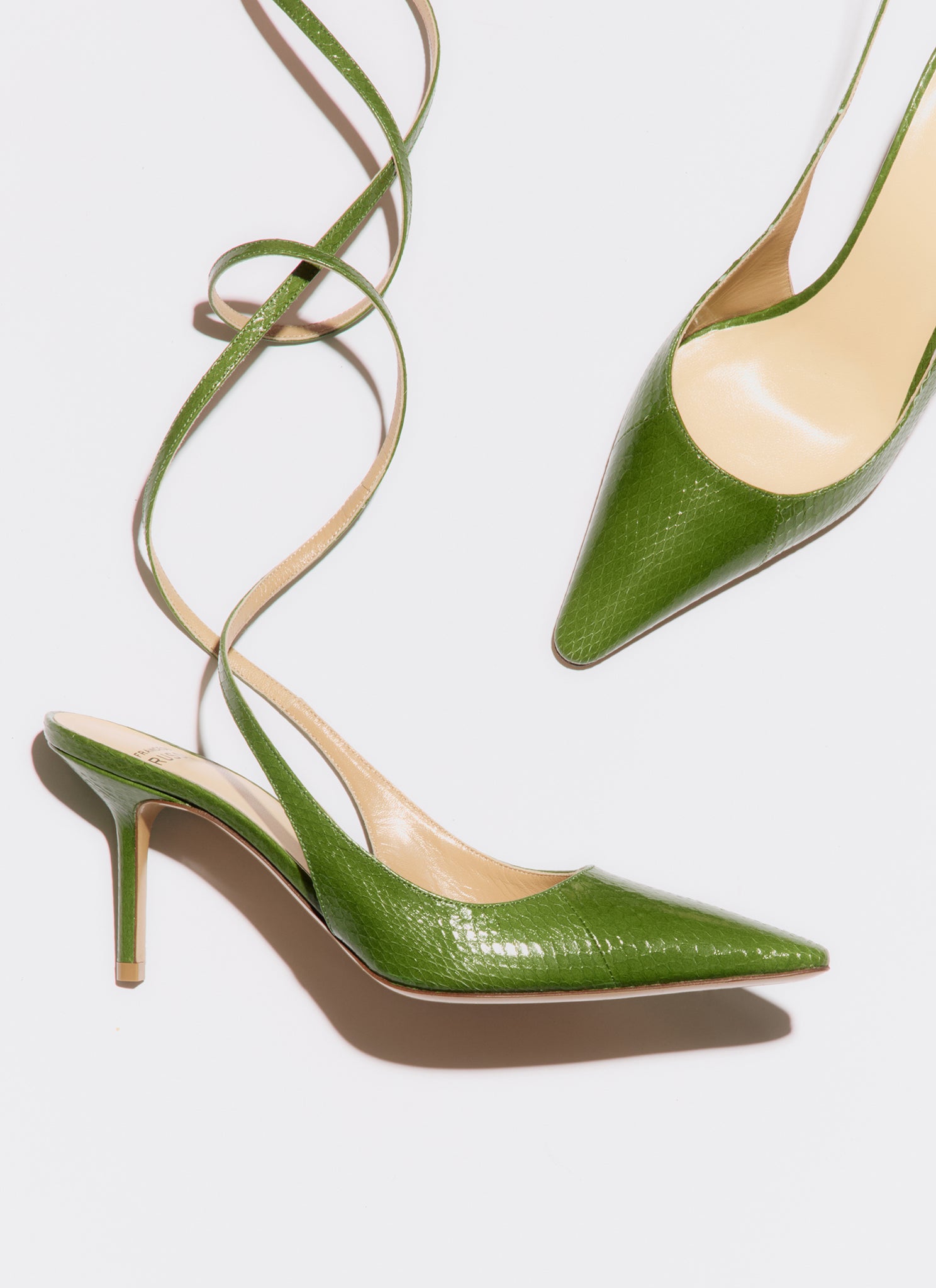 green ankle strap slingback