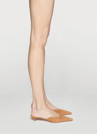 pumpkin low heeled mule in suede